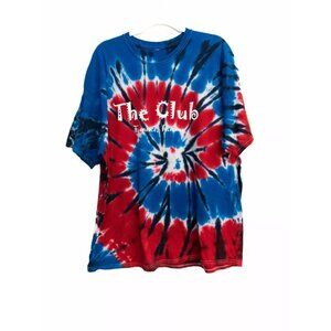 The Club Mens Blue Red Tie Dyed Cotton T Shirt Casual Pullover Short Sleeve 2XL